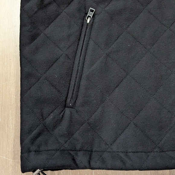 $598 Mens AMICABLE Mixed Media Wool Blend Puffer Jacket Black Large - Picture 3 of 8